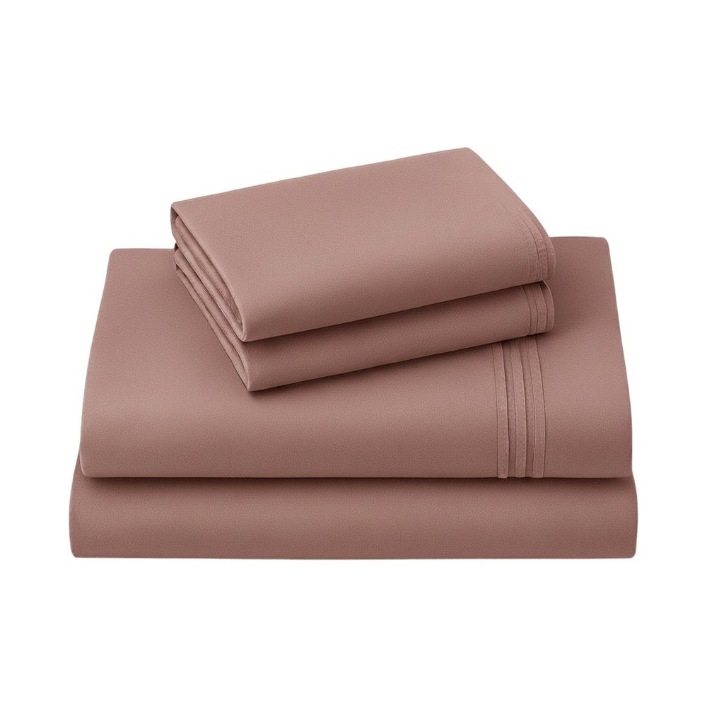 Four Piece Pink Cotton King Sheet Set HomeRoots