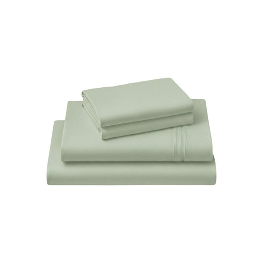 Four Piece Sage Cotton King Sheet Set HomeRoots