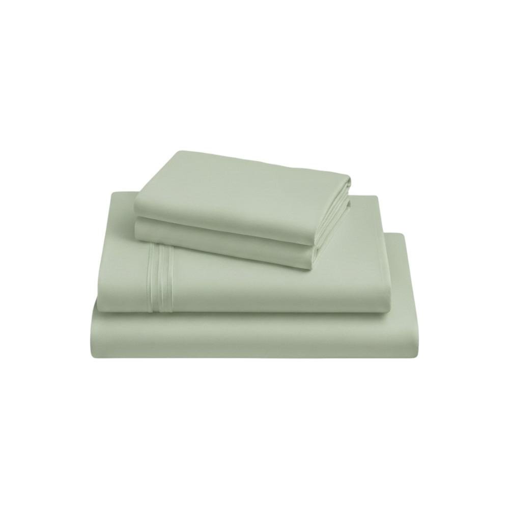 Four Piece Sage Cotton King Sheet Set HomeRoots
