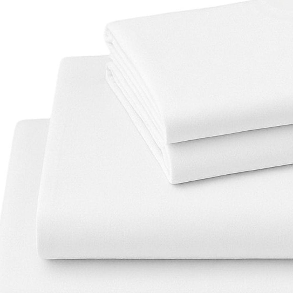 Four Piece White Cotton Queen Sheet Set HomeRoots