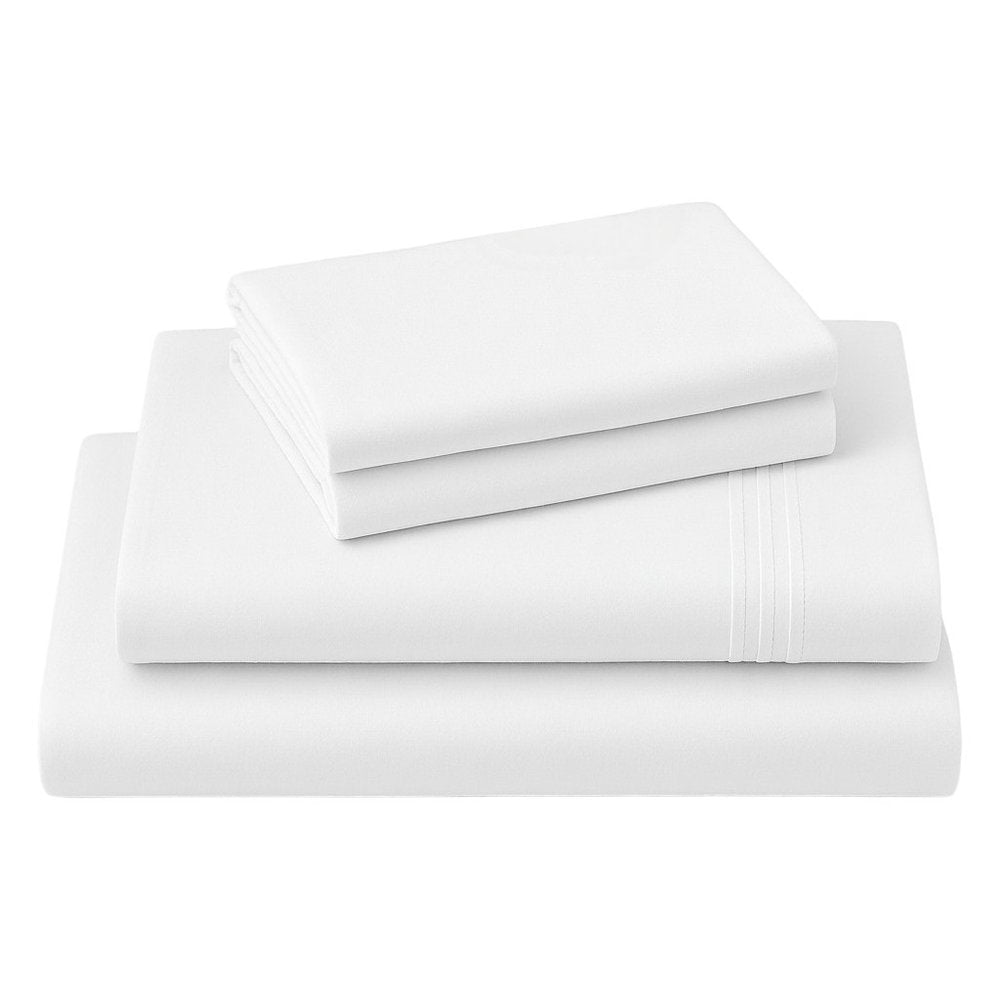 Four Piece White Cotton King Sheet Set HomeRoots