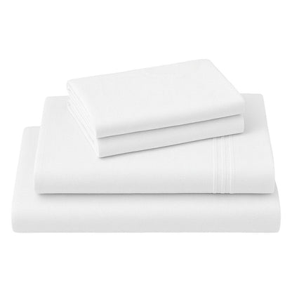 Four Piece White Cotton King Sheet Set HomeRoots