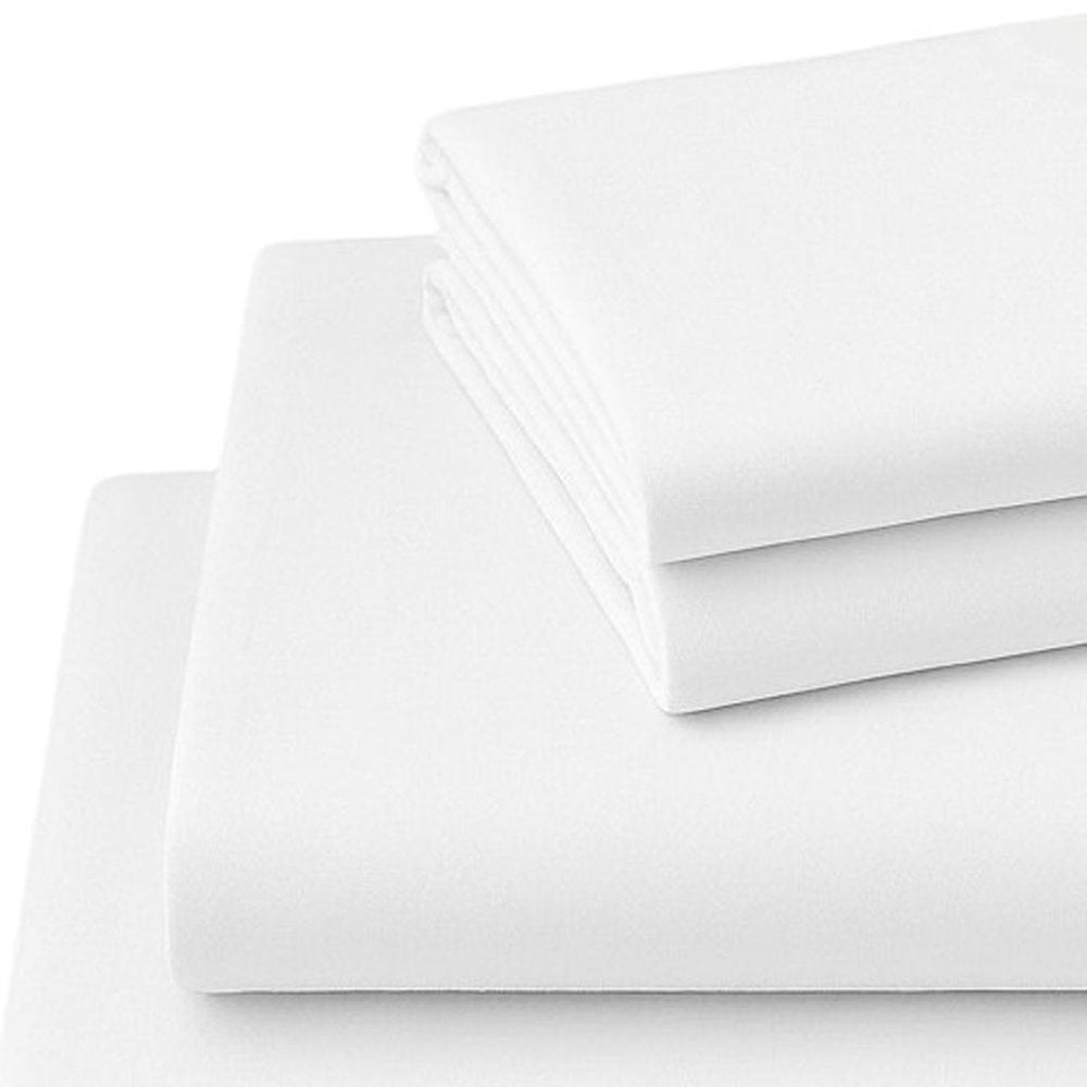 Four Piece White Cotton King Sheet Set HomeRoots