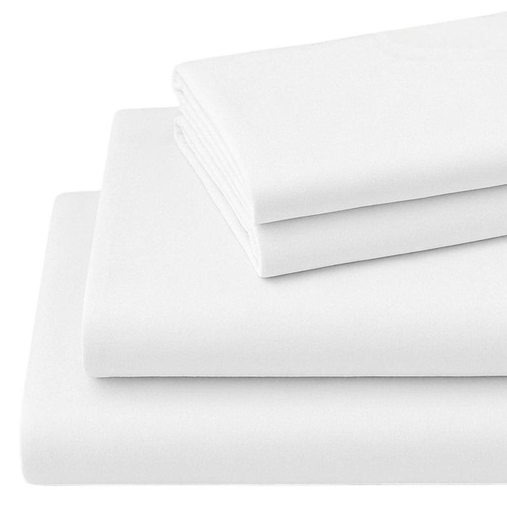 Four Piece White Cotton King Sheet Set HomeRoots
