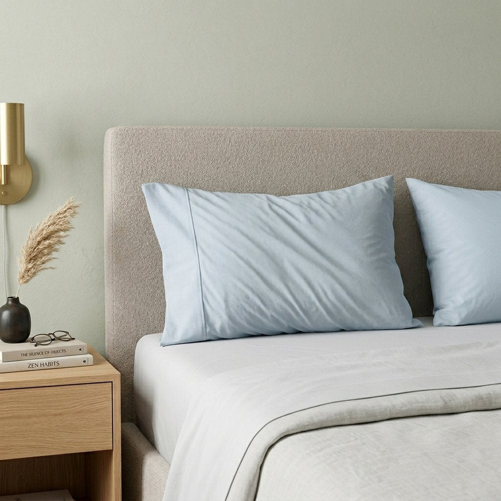 Light Blue Cotton King Pillowcases HomeRoots