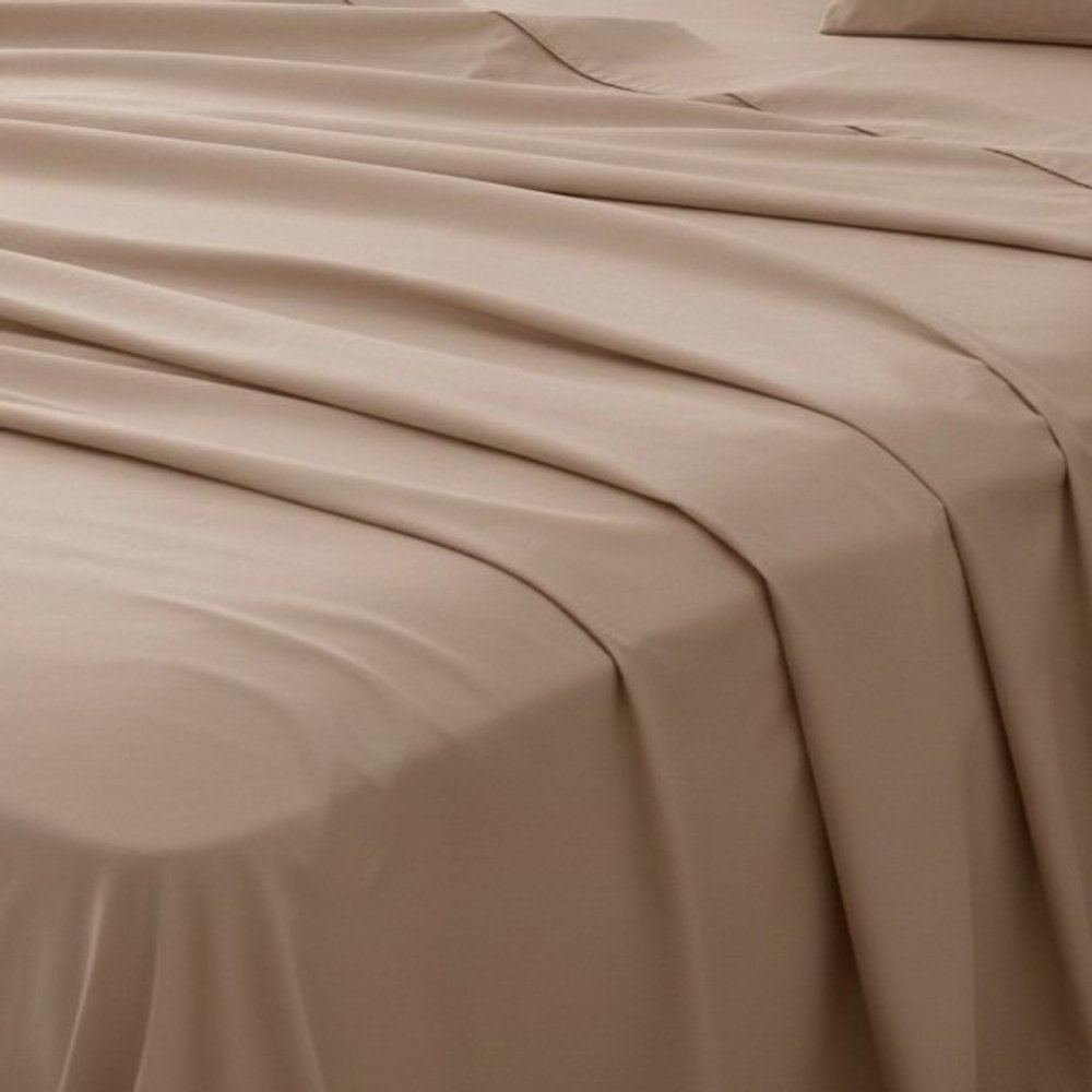 Set of Two Light Brown Cotton Queen Pillowcases HomeRoots