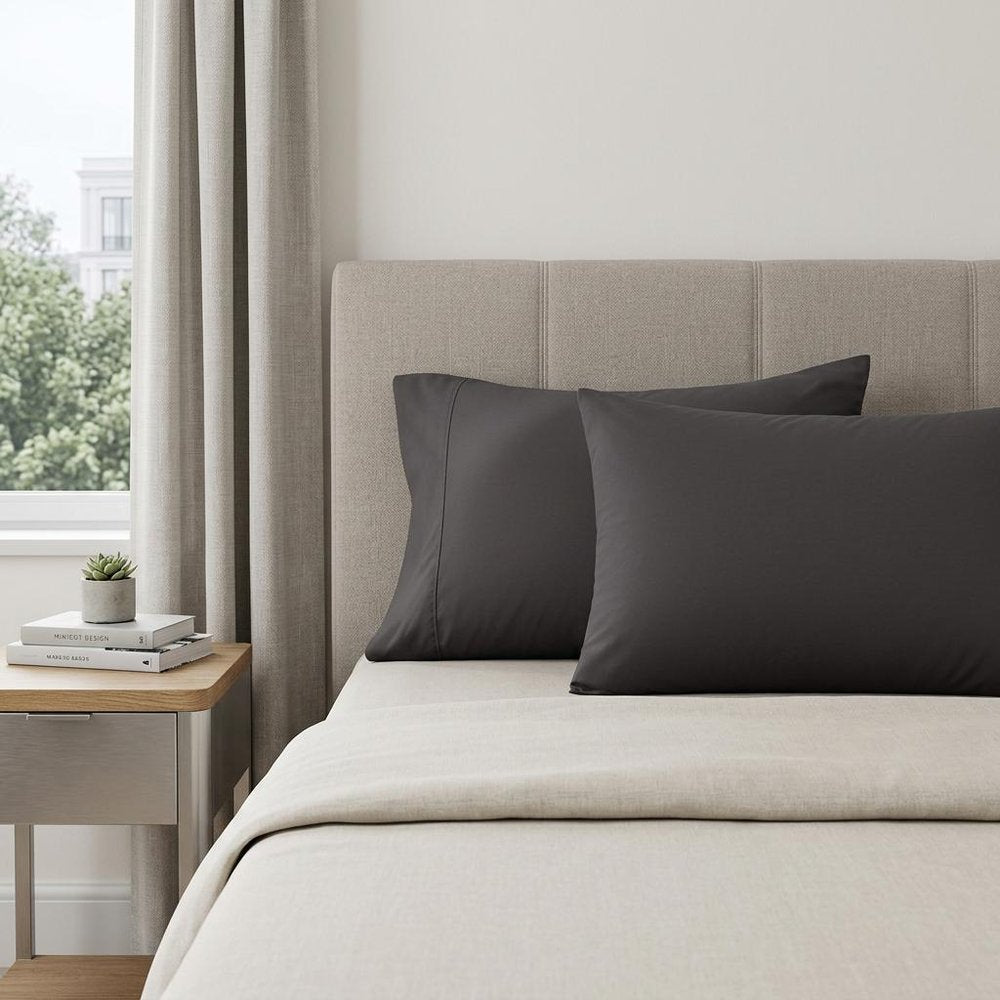 Charcoal Cotton Queen Pillowcases HomeRoots