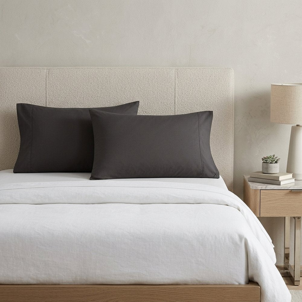 Set of Two Charcoal Cotton King Pillowcases HomeRoots