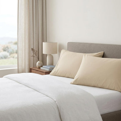 Set of Two Ivory Cotton King Pillowcases HomeRoots