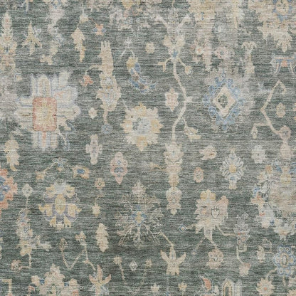 8' X 10' Artichoke Green Beige And Rust Floral Washable Indoor Outdoor Area Rug HomeRoots