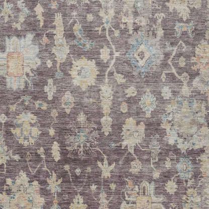 5' X 8' Eggplant Beige And Blue Floral Washable Indoor Outdoor Area Rug HomeRoots