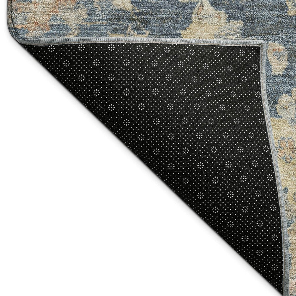 8' X 10' Navy Blue Beige And Rust Floral Washable Indoor Outdoor Area Rug — view 2