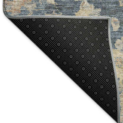 8' X 10' Navy Blue Beige And Rust Floral Washable Indoor Outdoor Area Rug HomeRoots