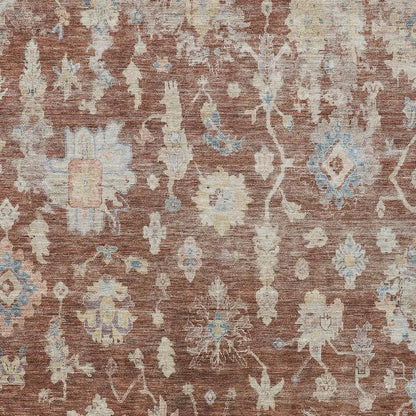 8' X 10' Rust Beige And Blue Floral Washable Indoor Outdoor Area Rug HomeRoots