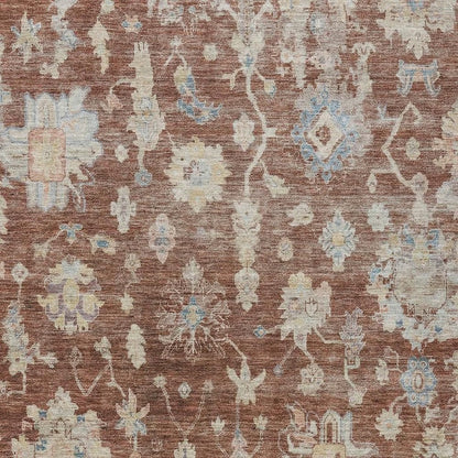 10' X 14' Rust Beige And Blue Floral Washable Indoor Outdoor Area Rug HomeRoots