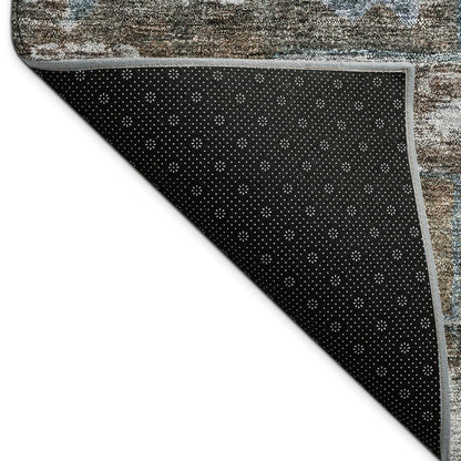 5' X 8' Chocolate And Denim Blue Medallion Washable Indoor Outdoor Area Rug HomeRoots