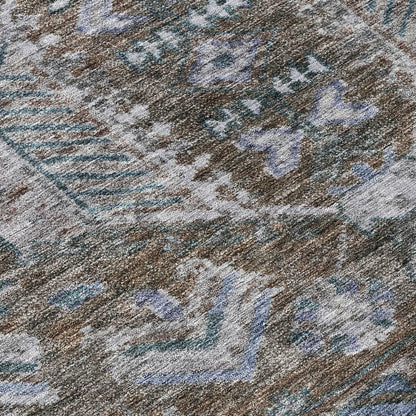 5' X 8' Chocolate And Denim Blue Medallion Washable Indoor Outdoor Area Rug HomeRoots