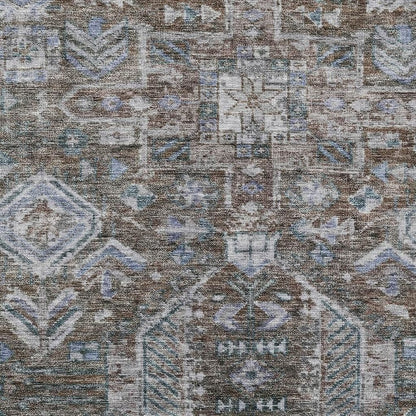 9' X 12' Chocolate And Denim Blue Medallion Washable Indoor Outdoor Area Rug HomeRoots