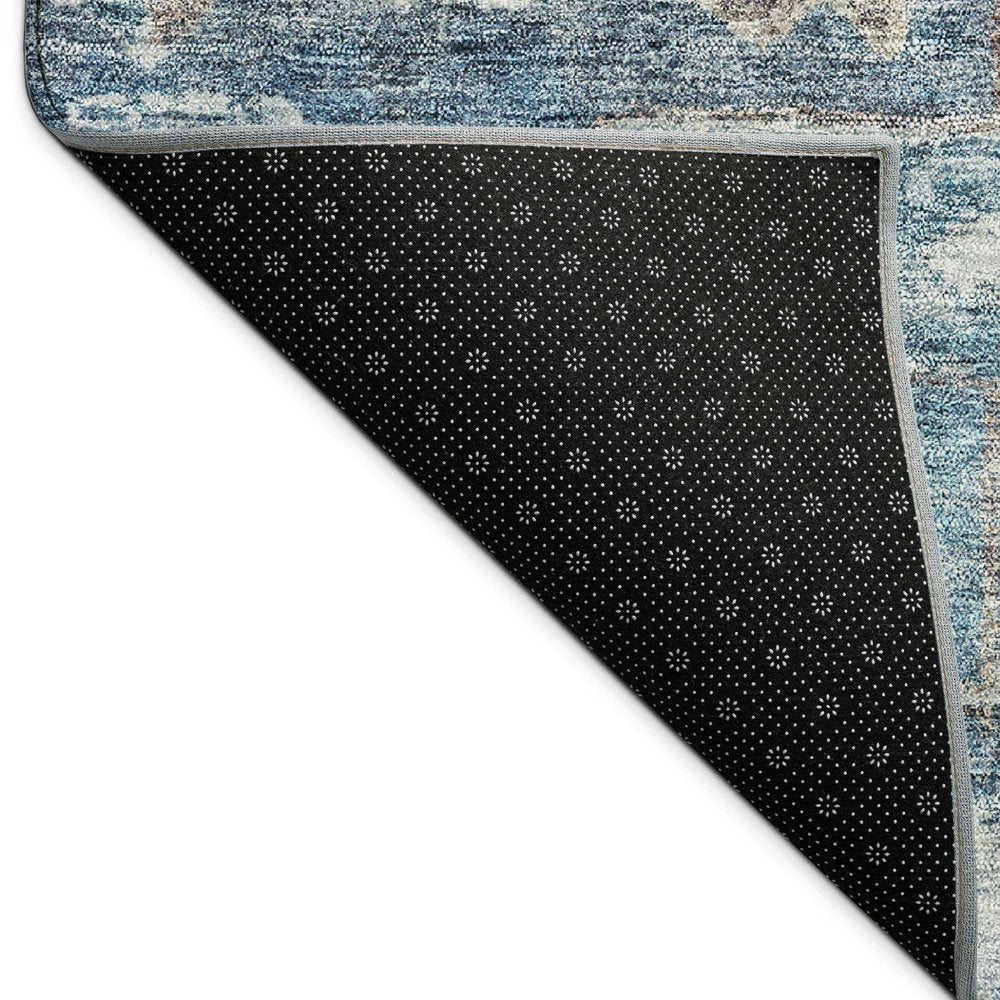 5' X 8' Denim Blue And Ivory Medallion Washable Indoor Outdoor Area Rug HomeRoots