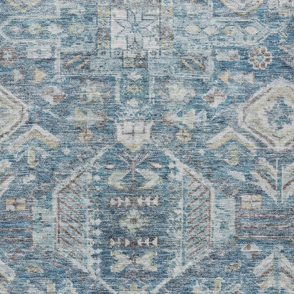 8' X 10' Denim Blue And Ivory Medallion Washable Indoor Outdoor Area Rug HomeRoots