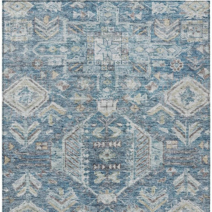 8' X 10' Denim Blue And Ivory Medallion Washable Indoor Outdoor Area Rug HomeRoots