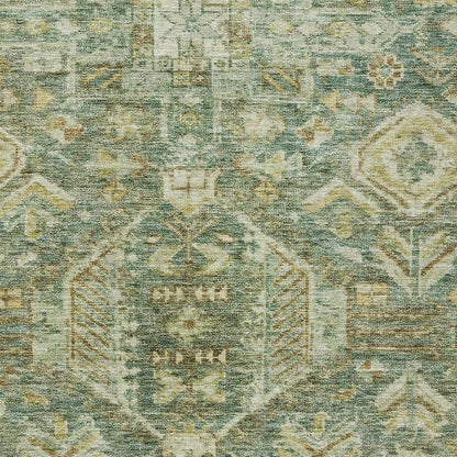 3' X 5' Fern Green And Gold Medallion Washable Indoor Outdoor Area Rug HomeRoots