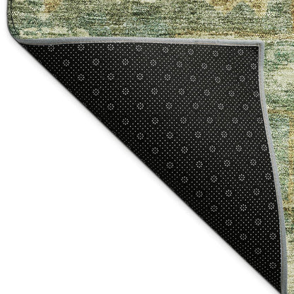 3' X 5' Fern Green And Gold Medallion Washable Indoor Outdoor Area Rug HomeRoots