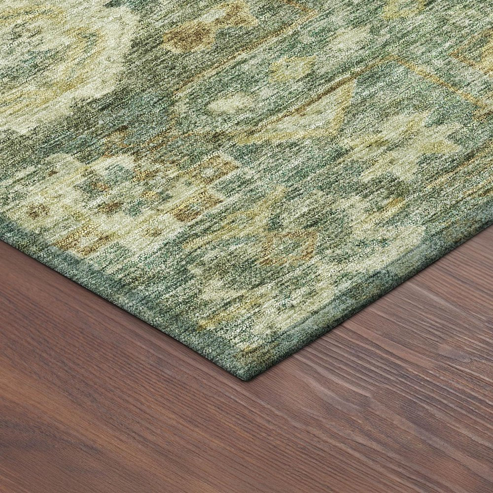 3' X 5' Fern Green And Gold Medallion Washable Indoor Outdoor Area Rug — view 3