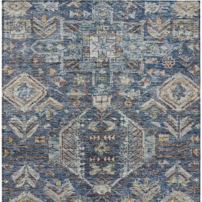 5' X 8' Navy Blue Ivory And Beige Medallion Washable Indoor Outdoor Area Rug HomeRoots