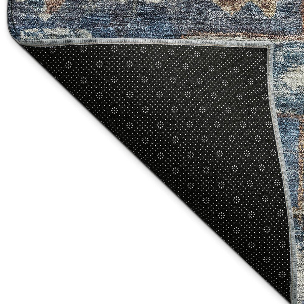 5' X 8' Navy Blue Ivory And Beige Medallion Washable Indoor Outdoor Area Rug — view 2