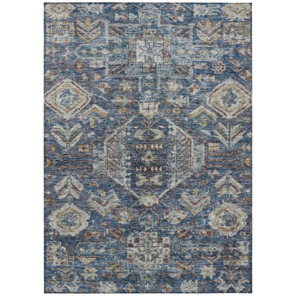 9' X 12' Navy Blue Ivory And Beige Medallion Washable Indoor Outdoor Area Rug HomeRoots