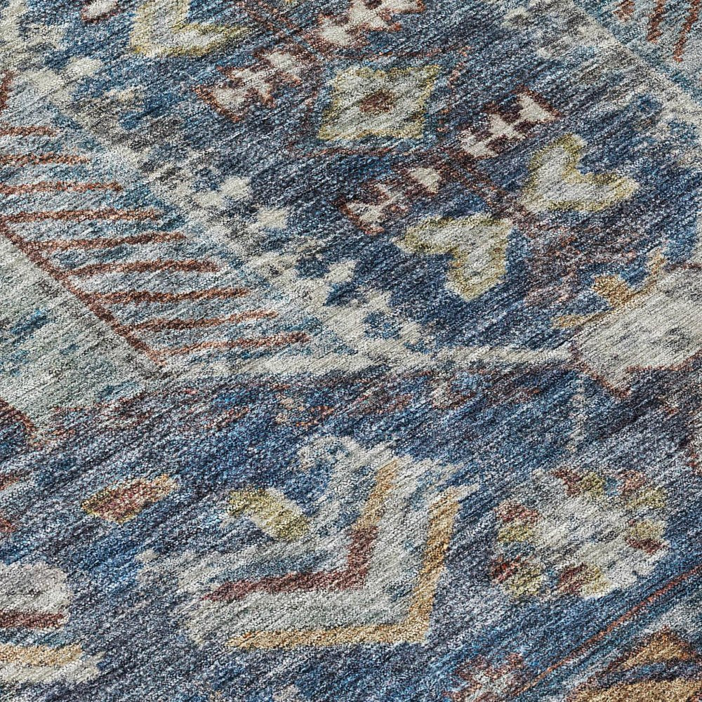 9' X 12' Navy Blue Ivory And Beige Medallion Washable Indoor Outdoor Area Rug HomeRoots