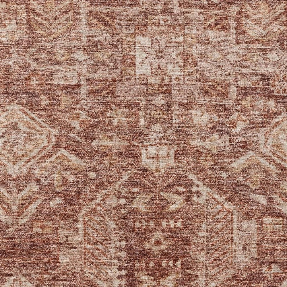 10' X 14' Rust And Beige Medallion Washable Indoor Outdoor Area Rug — view 5