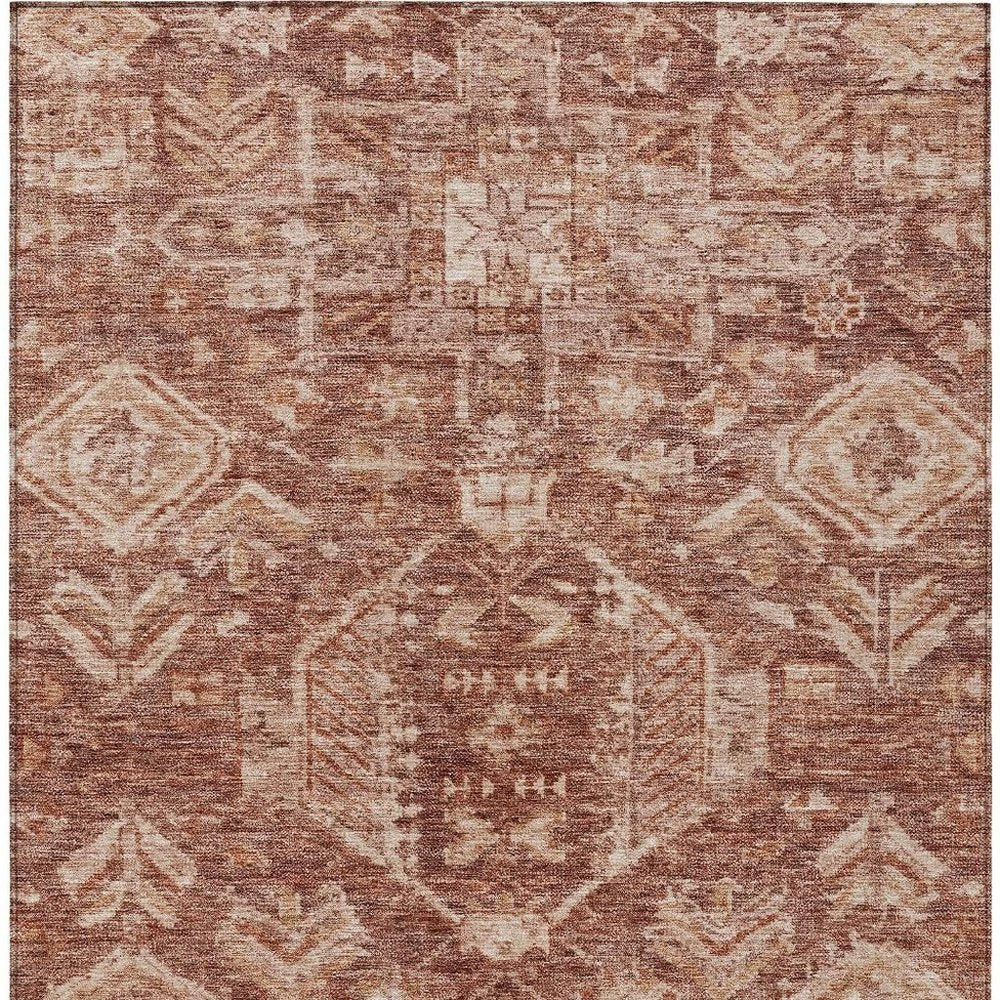 10' X 14' Rust And Beige Medallion Washable Indoor Outdoor Area Rug HomeRoots