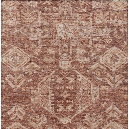 10' X 14' Rust And Beige Medallion Washable Indoor Outdoor Area Rug HomeRoots