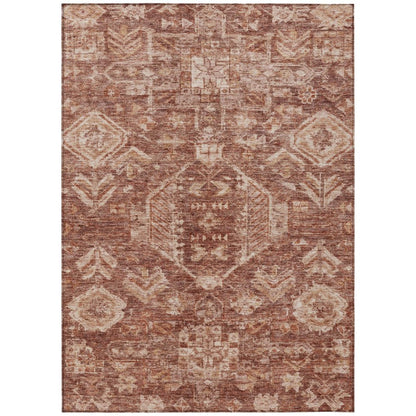 10' X 14' Rust And Beige Medallion Washable Indoor Outdoor Area Rug