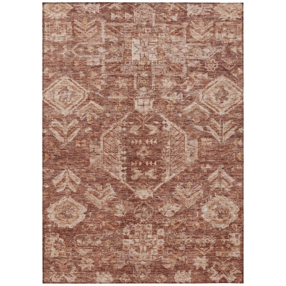 10' X 14' Rust And Beige Medallion Washable Indoor Outdoor Area Rug HomeRoots