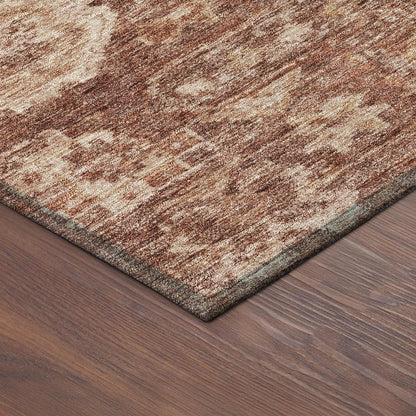10' X 14' Rust And Beige Medallion Washable Indoor Outdoor Area Rug HomeRoots