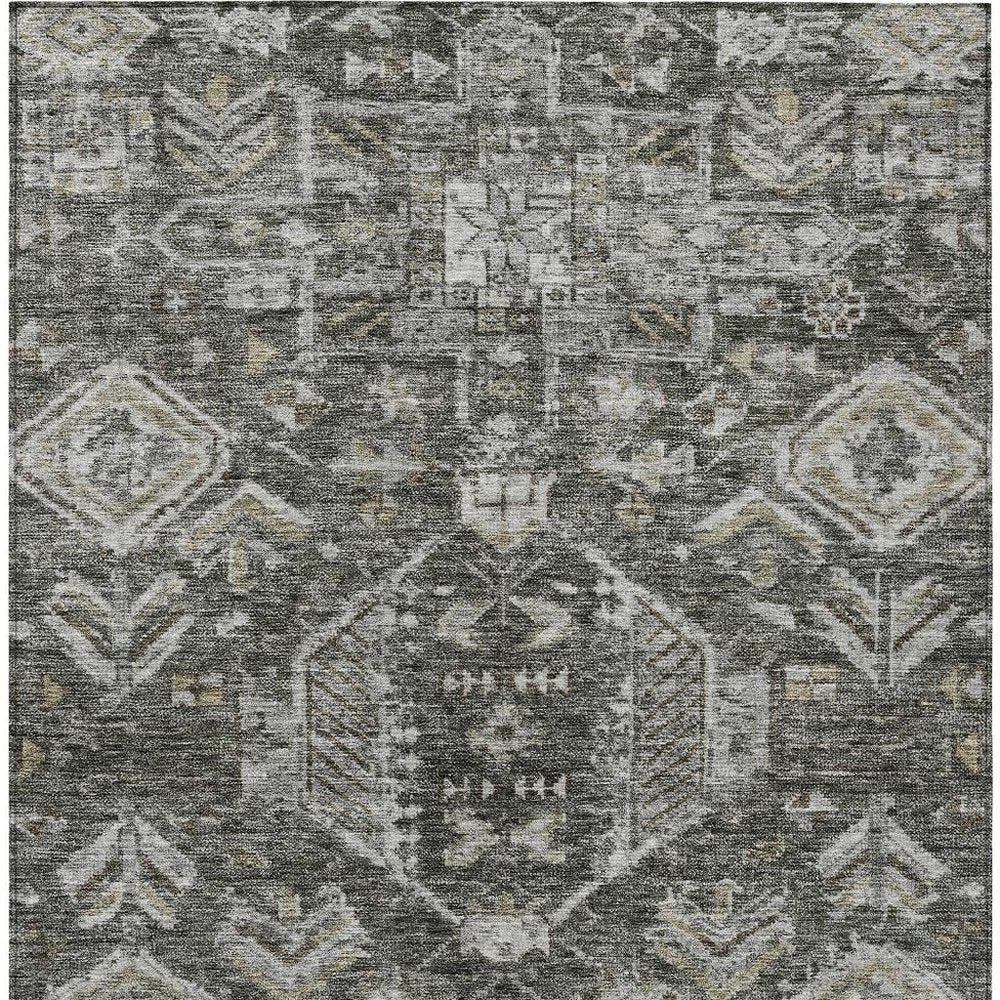 3' X 5' Pewter And Silver Medallion Washable Indoor Outdoor Area Rug HomeRoots