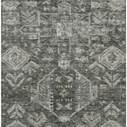 3' X 5' Pewter And Silver Medallion Washable Indoor Outdoor Area Rug HomeRoots