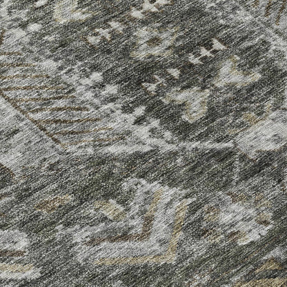 3' X 5' Pewter And Silver Medallion Washable Indoor Outdoor Area Rug HomeRoots
