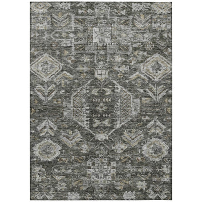 5' X 8' Pewter And Silver Medallion Washable Indoor Outdoor Area Rug HomeRoots