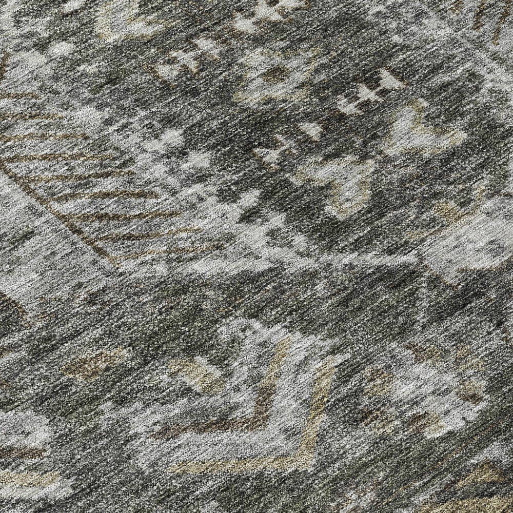 8' Pewter And Silver Round Medallion Washable Indoor Outdoor Area Rug HomeRoots