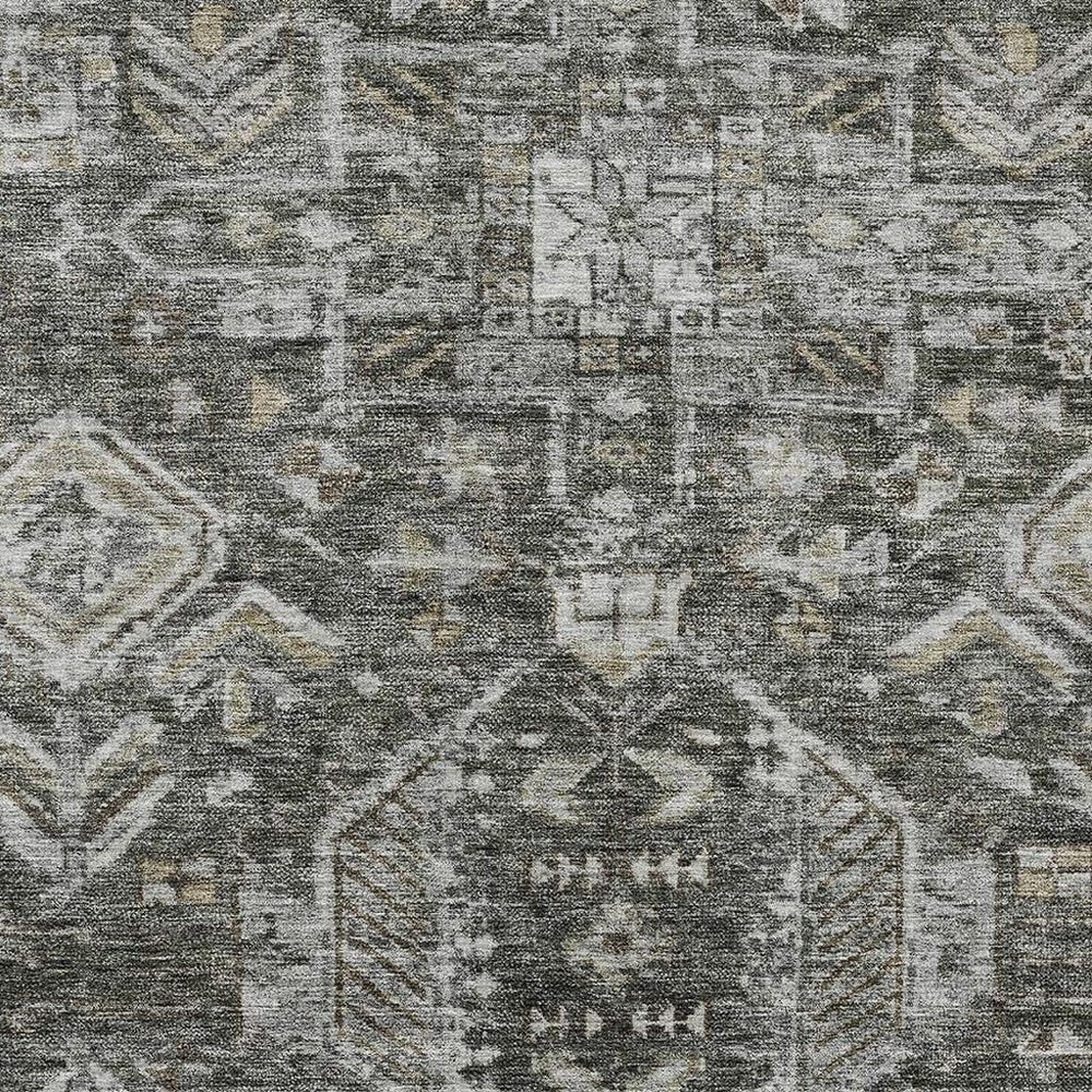 8' X 10' Pewter And Silver Medallion Washable Indoor Outdoor Area Rug — view 5