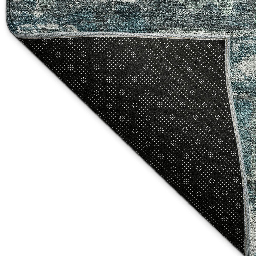 8' X 10' Teal Blue And Silver Medallion Washable Indoor Outdoor Area Rug — view 11