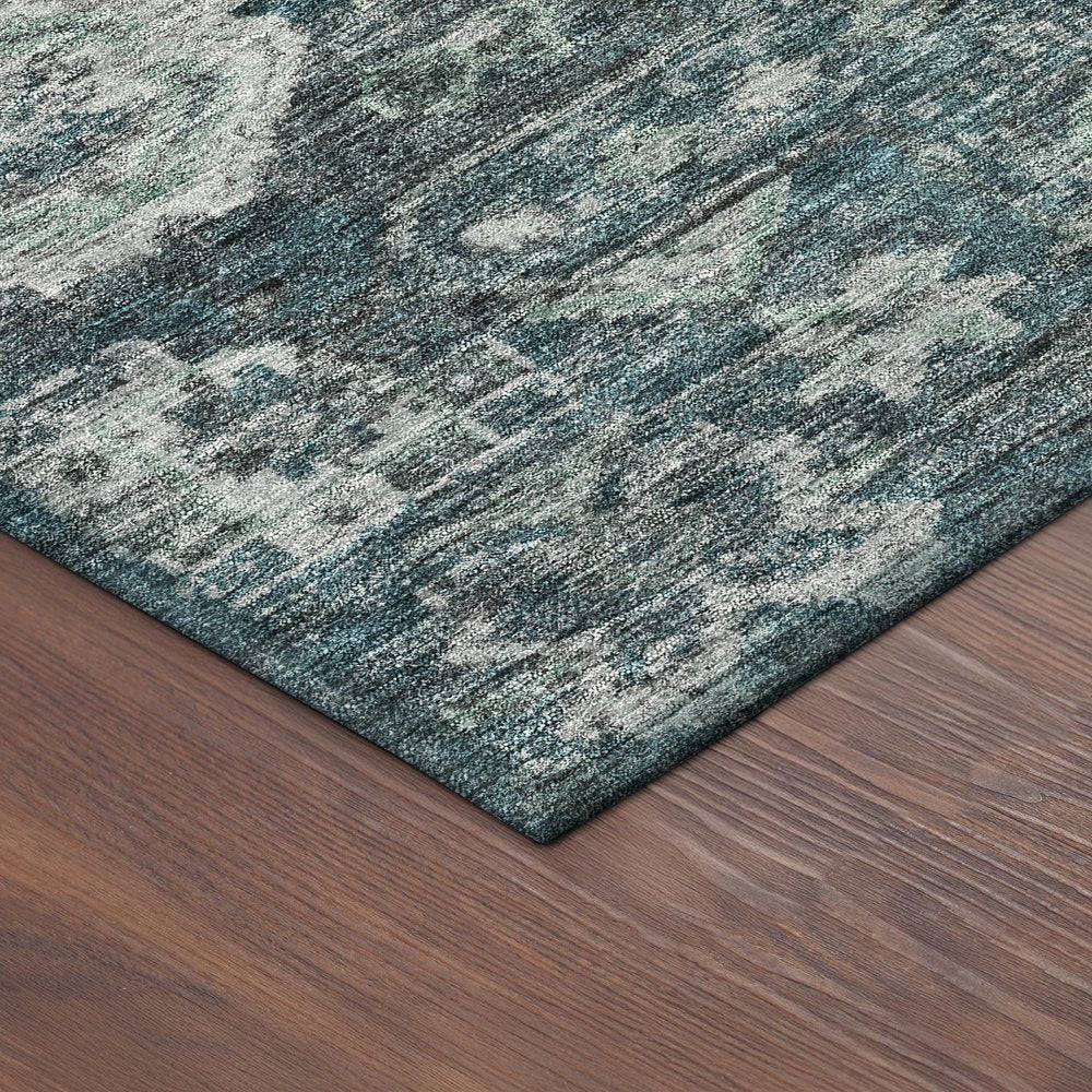 8' X 10' Teal Blue And Silver Medallion Washable Indoor Outdoor Area Rug HomeRoots