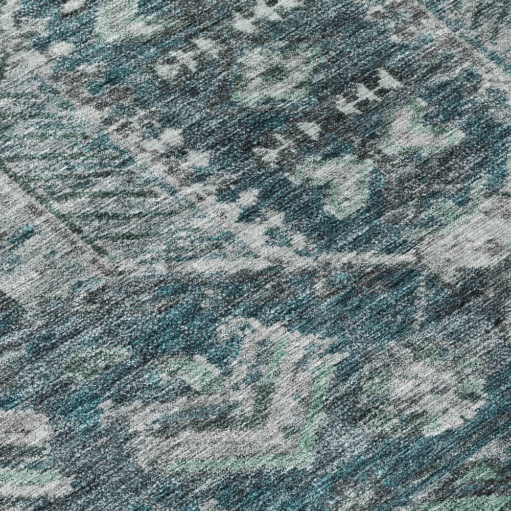 10' X 14' Teal Blue And Silver Medallion Washable Indoor Outdoor Area Rug HomeRoots