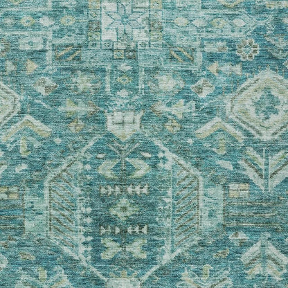 3' X 5' Turquoise And Teal Blue Medallion Washable Indoor Outdoor Area Rug HomeRoots