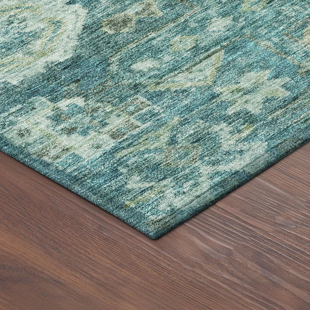 3' X 5' Turquoise And Teal Blue Medallion Washable Indoor Outdoor Area Rug HomeRoots