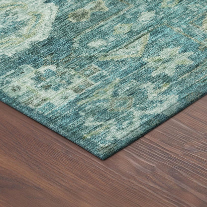 3' X 5' Turquoise And Teal Blue Medallion Washable Indoor Outdoor Area Rug HomeRoots
